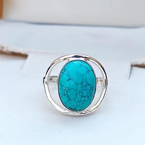 925 Sterling Silver Ring , Gemstone Ring , Turquoise Jewelry , Handmade Ring , Turquoise Ring , Promise Band Ring , Mother Gift Jewelry