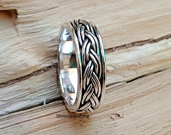 Handmade Sterling Silver Spinner Band Ring: Meditation Jewelry