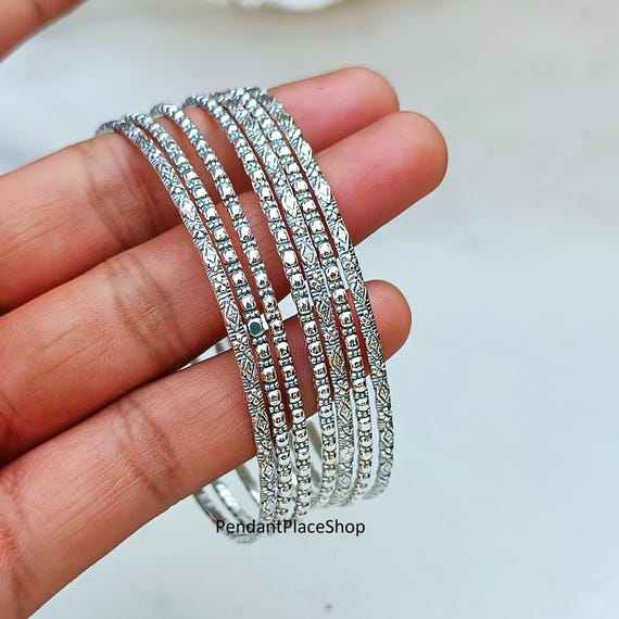 Handmade Sterling Silver Stacking Bangles - Set of 7 - Etsy