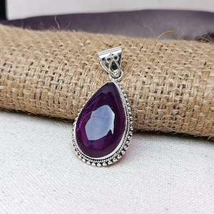 Handmade Amethyst Pendant: 925 Sterling Silver Women&#39;s Jewelry