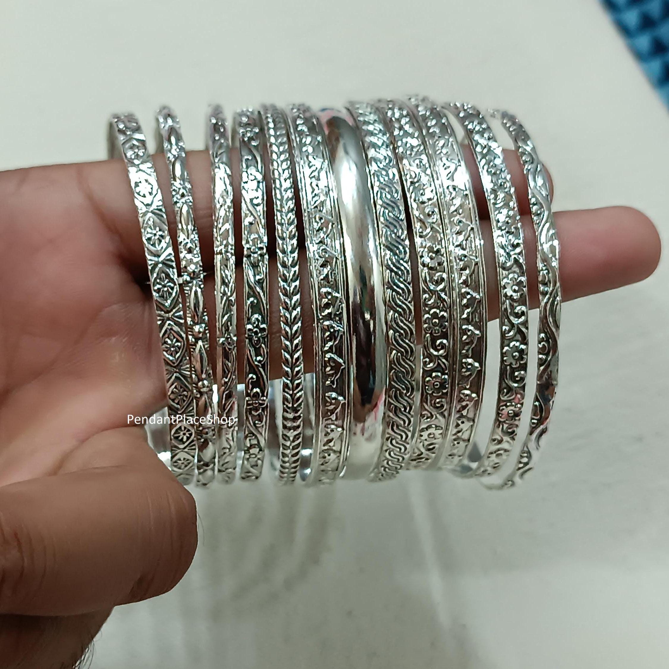 Sterling Silver Stacking Bangles - Semanario Set of 12 - Etsy