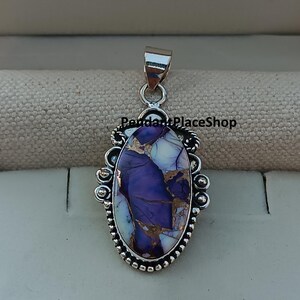 Lila Dahlie Türkis Anhänger: Echtsilber Schmuck