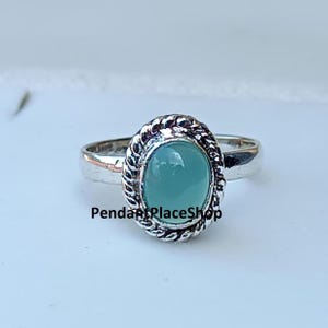 Blue Chalcedony Ring: Handmade 925 Sterling Silver Gemstone