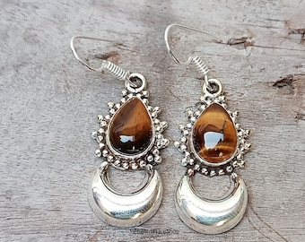 Orecchini stile cascata in argento placcato oro con occhio di