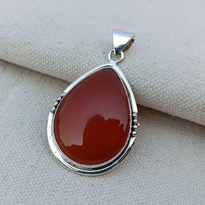 Roter Onyx 925 Sterling Silber Teardrop Anhänger