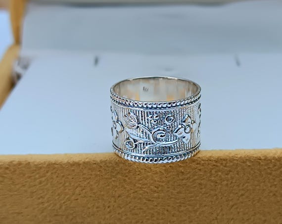 Anello A Fascia Larga In Filigrana D'argento Boho, Anello A Fascia - Foto 11