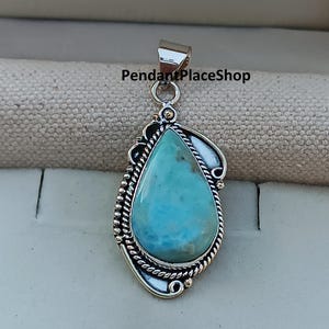 Larimar Pendant, 925 Sterling Silver Pendant, Handmade Larimar Pendant, Women Jewelry, Gift For Her, Christmas Pendant, Larimar Gemstone,