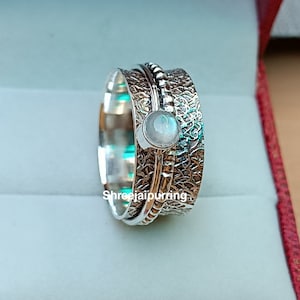 Moonstone Spinner Ring 925 Sterling Silver Spinner Ring Meditation Ring Handmade Ring Statement Ring Men Women Ring Gift For Her