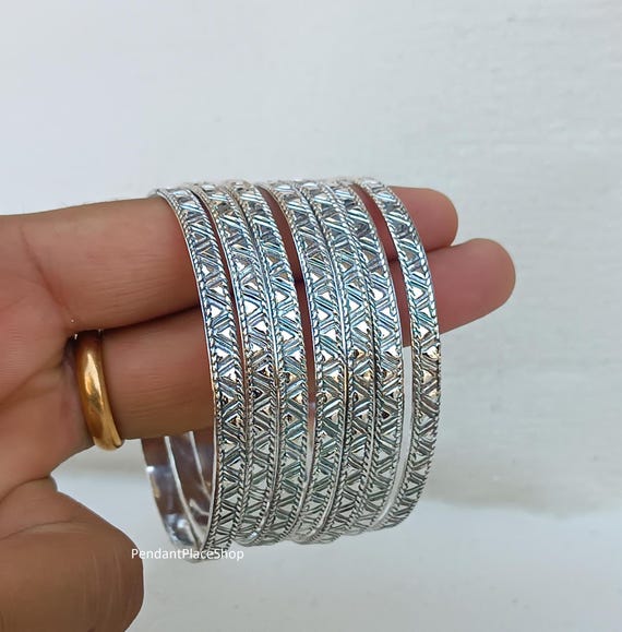 Set of 7 Sterling Silver Bangles: Handmade Women's Jewelry - Etsy