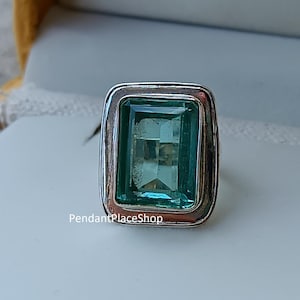 Aquamarine Ring: Handmade 925 Sterling Silver Statement Jewelry