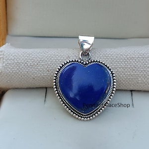 Lapis Lazuli Anhänger, 925 Sterling Silber Herz Form Anhänger, handgemachte Anhänger, Halskette Schmuck, Frauen Anhänger, Lapis Lazuli Schmuck Geschenk,
