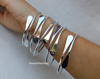 Adjustable Sterling Silver Bangle Set: Handmade Stacking Bangles