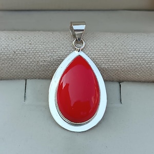 Red Coral Sterling Silver Pendant: Handmade Gemstone Jewelry