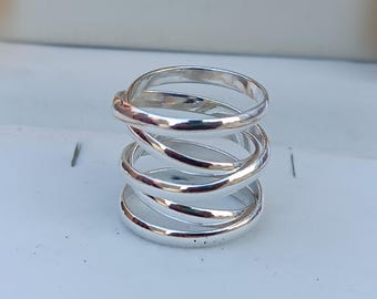 Handmade Sterling Silver Wide Band Ring: Meditation Jewelry Gift