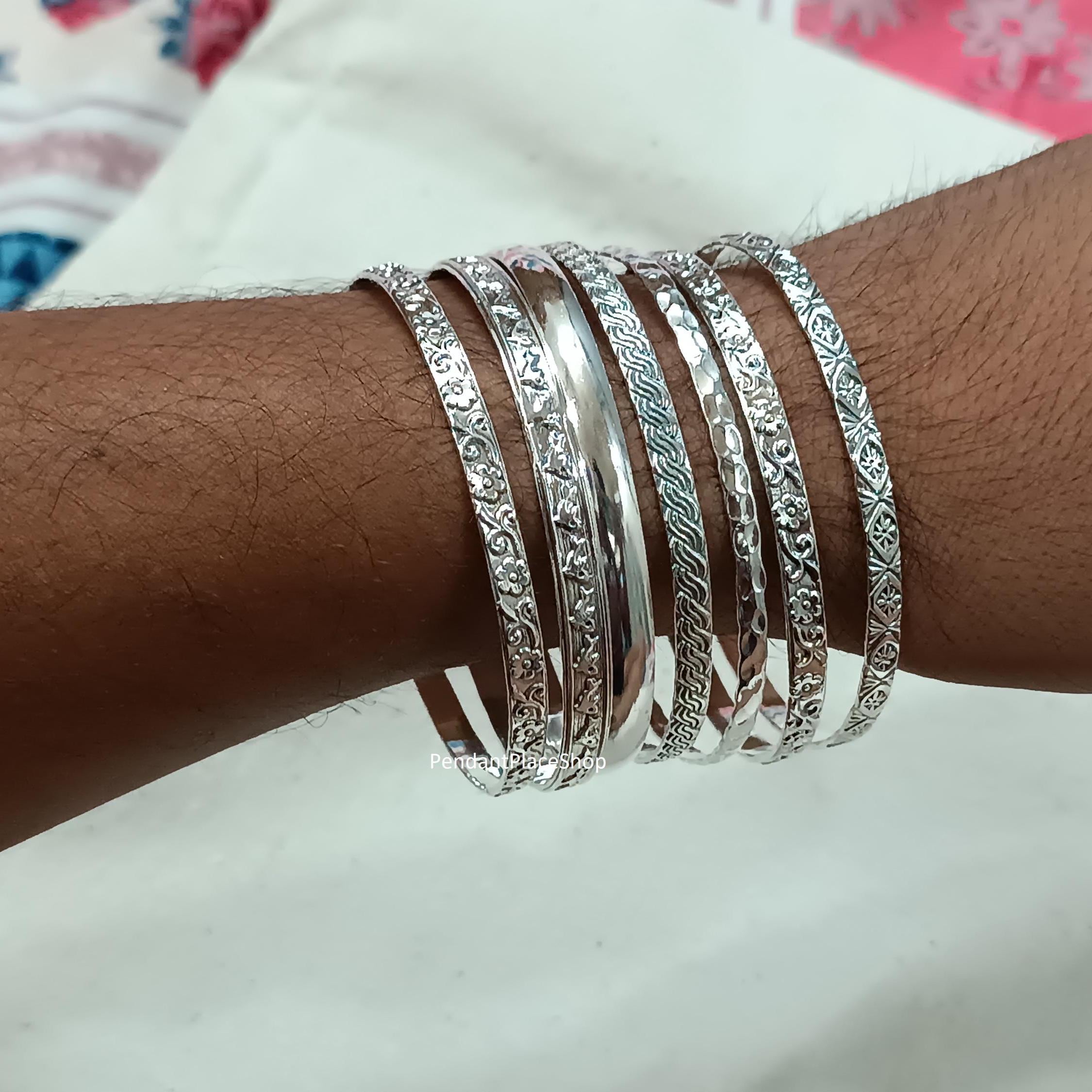 Sterling Silver Stacking Bangles - Set of 7 Semanario Bracelets - Etsy
