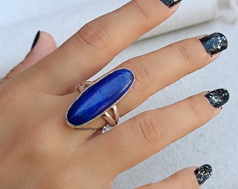 Lapis Lazuli Ring , 925 Sterling Silver Band Ring, Lapis Lazuli Jewelry , Statement Ring, Handmade Ring, Lapis Lazuli Gemstone Ring , Silver