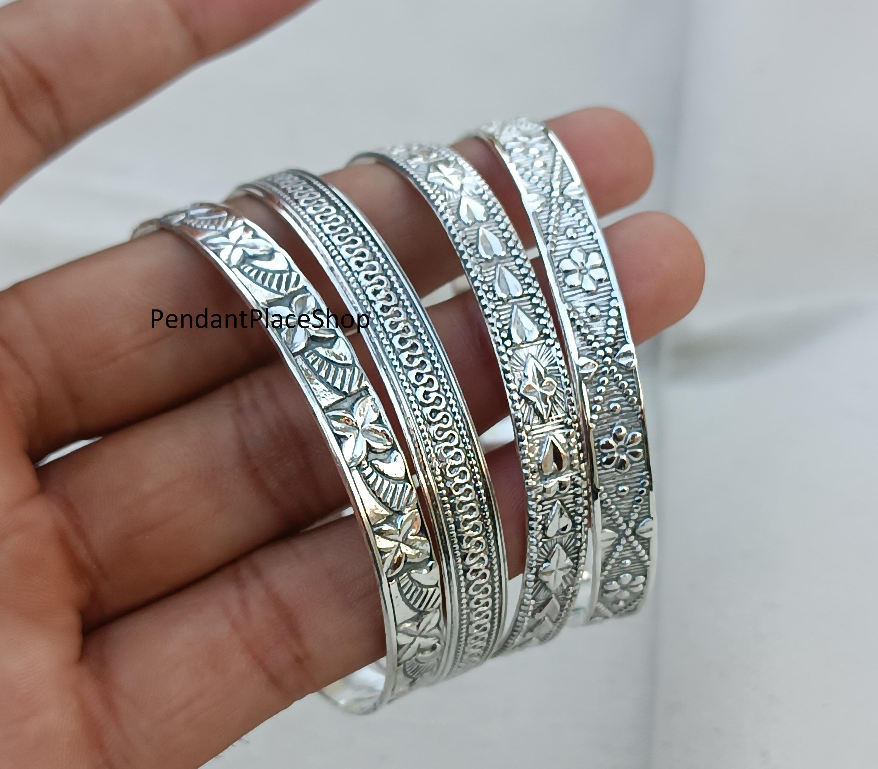 Handmade Sterling Silver Bangles: Women's Stacking Bangle Set of 4