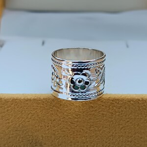 Handmade Flower Design Band Ring, Boho Ring, Vintage Silver Ring Wedding, Jewelry Men Ring Silver Jewelry Women Silver Band Ring Gift For