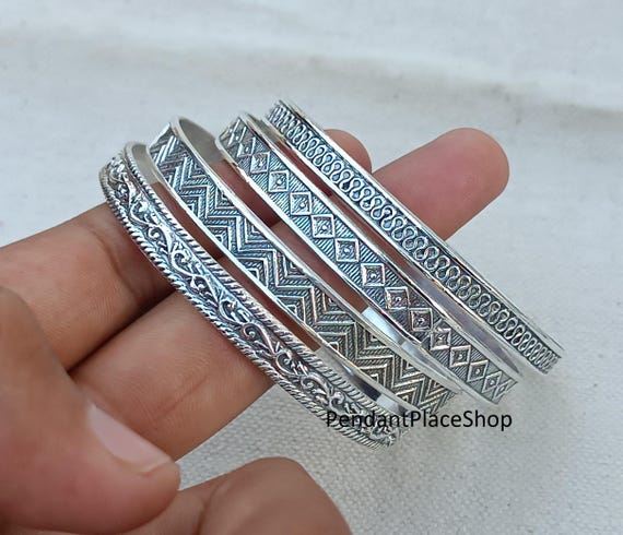 Handmade Sterling Silver Bangle Set: Stacking Jewelry - Etsy