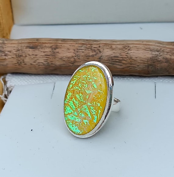 Australian Opal Sterling Silver Ring: Handmade Boho Statement