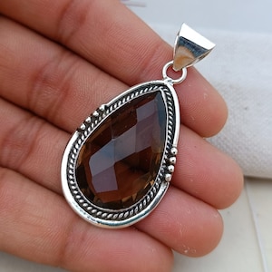 Handmade Smoky Quartz 925 Sterling Silver Pendent