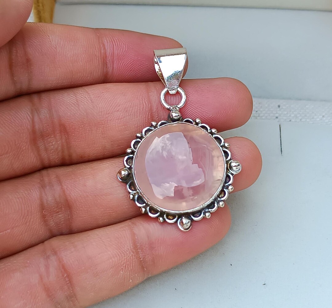Rosario quarzo rosa grani 6 mm croce tubolare argento 925 | vendita