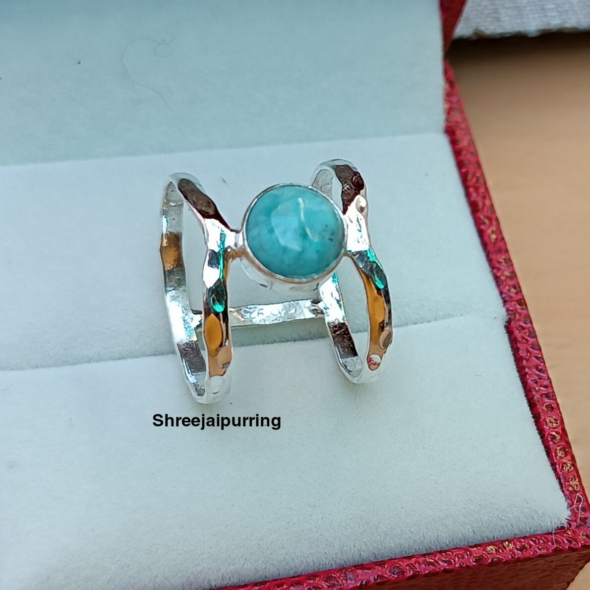 Larimar Statement Ring: Handmade Sterling Silver Jewelry