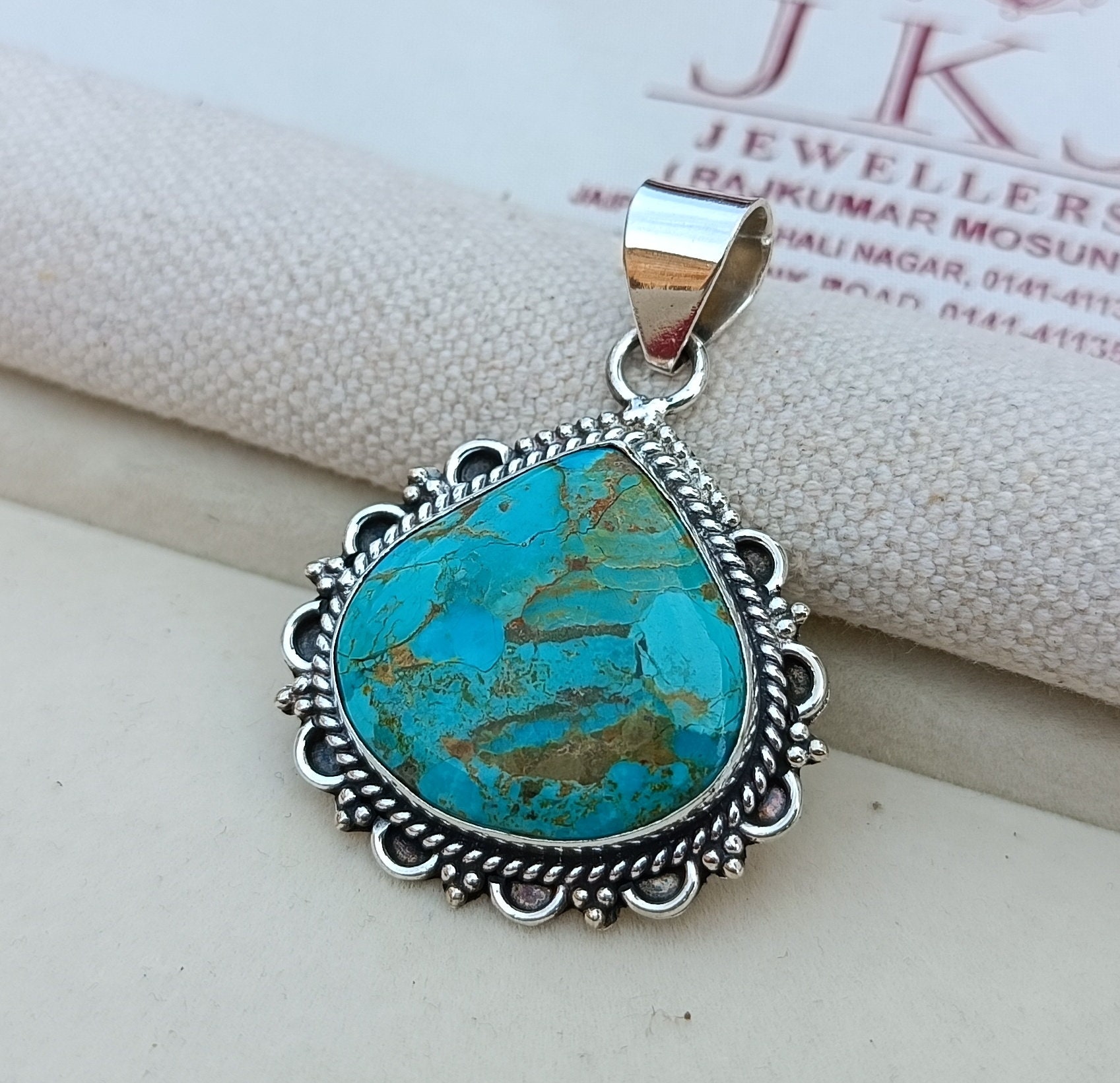 Handmade Kingman Turquoise Pendant: 925 Sterling Silver Jewelry - Etsy