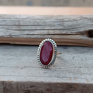 Natural Blue Chalcedony Ring, 925 Sterling Silver Ring, Handmade Ring, Designer Oval Gemstone Ring Statement Ring Gift For Her Ready to Ship Indian Ruby