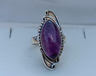 Handmade Sterling Silber Amethyst Ring: Breites Band Silber Schmuck