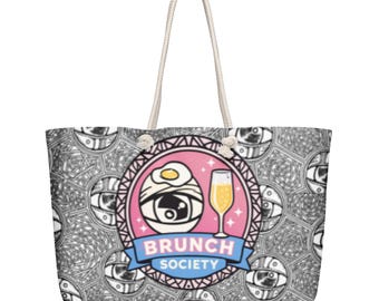 Brunch Society Oversized Weekender Bag (Pink Champagne)