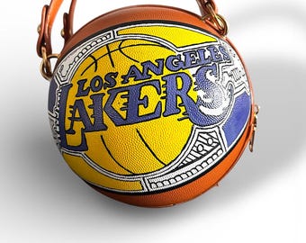 Custom Lakers Basketball Purse | Hand-Painted Acrylic Statement Shoulder Bag
