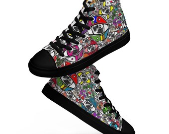Men’s Eyes of Color – High Top Canvas Shoes by COReLew