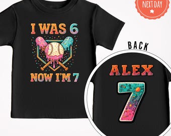Personalized 7th Birthday Shirt, Custom 7 Year Old Baseball Drip Tee, Six Seven Meme