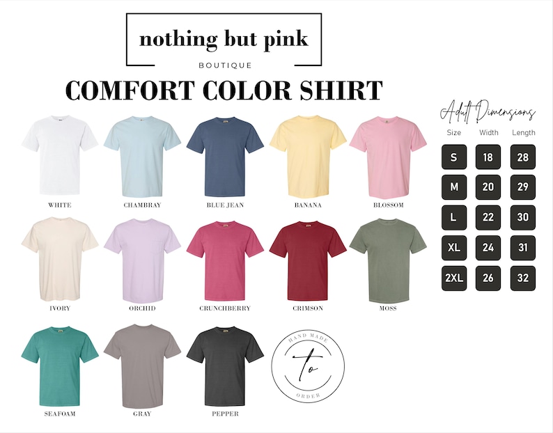 a shirt with different colors and sizes for men and women