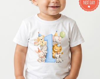 Animal Birthday Shirt, Zoo Theme Party Baby Bodysuit, One Year Old Barnyard Tee