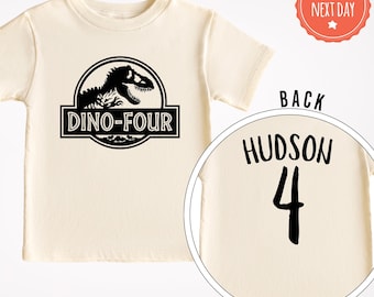 Dino Four Birthday Shirt - Custom Dinosaur Birthday Party - Fourth Birthday TShirt - 4th Birthday Dino Tshirt - Kids Dinosaur Birthday Tee