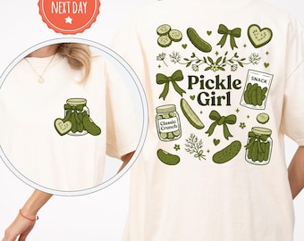 Pickle Girl Shirt, Snack Lover Tee, Funny Pickles Gift, Retro Foodie Tshirt, Summer Vegetable Top