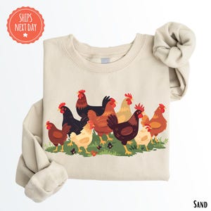 Chicken Sweatshirt - Cute Chickens Crewneck - Women&#39;s Chicken Sweater - Chicken Lover Gift - Chicken Mom Gift - Chicken Mama - Farm Sweater