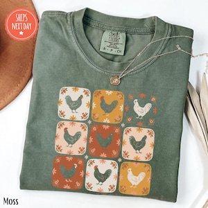 Boho Chickens Shirt - Chicken Lover Gift - Chicken Mom Shirt - Retro Chicken Tee - Cottagecore Chicken Tshirt - Chicken Mama Shirt