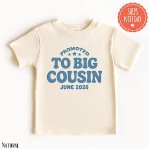 Promoted to Big Cousin Shirt, Retro Kids TShirt Custom Date Pregnancy Announcement Tee