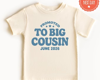 Promoted to Big Cousin Shirt, Retro Kids TShirt Custom Date Pregnancy Announcement Tee