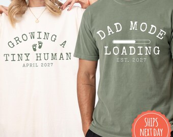 Growing a Tiny Human Shirt, Pregnancy Announcement Tee, Custom Dad to Be TShirt, Expecting Mom
