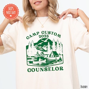 a woman wearing a t - shirt that says camp guston