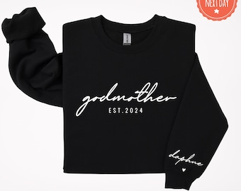 Custom Godmother With Kid Names Sweatshirt - God Mother Crewneck - God Mother Gift - Godmother Proposal Sweater - Custom Godmother Hoodie