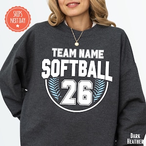 Custom Softball Sweatshirt - Softball Game Day Crewneck - Personalized Softball Hoodie - Softball Team Name Sweater - Custom Softball Gift
