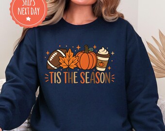 Pumpkin Fall Sweatshirt, Autumn Football Crewneck, Thanksgiving Gift