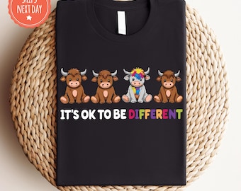 Autism Awareness Shirt, It's Ok To Be Different Cow Tee,  Positivity TShirt