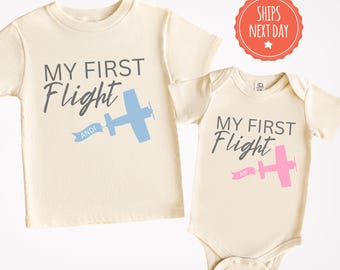 My First Flight Outfit Shirt - First Time Flyer Tshirt - Kids Airport Shirt - Custom First Flight Bodysuit - Family Holiday Shirt