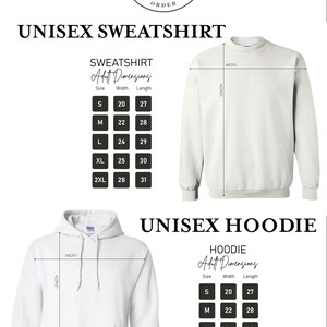 a white hoodie with measurements for the hoodie